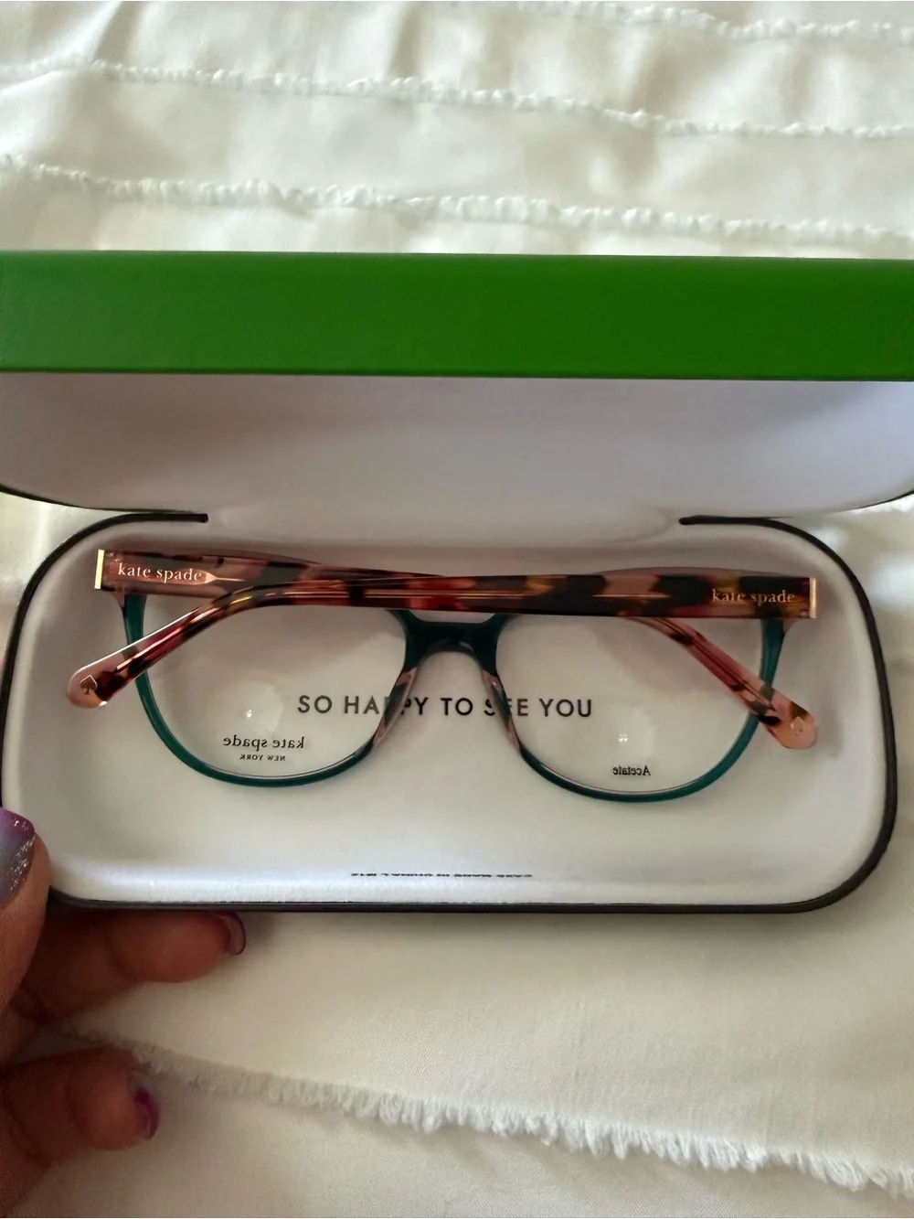 kate spade Teal and Pink Cat-Eye Women's Glasses